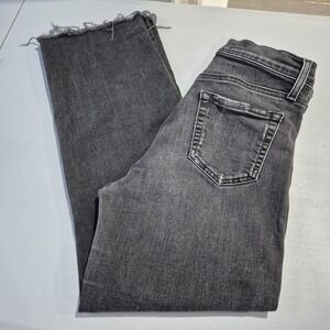 Joe's Jeans Womens 27 Washed Black High Rise Wide Leg Cropped Distressed Raw Hem